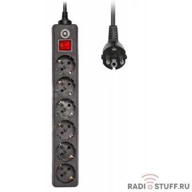 BURO Сетевой фильтр 600SH-1.8-B black (1.8м, 6 розеток) (992264)