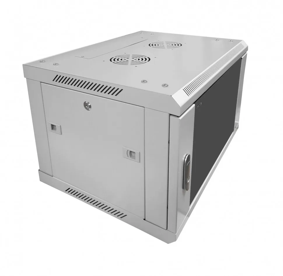 Шкаф настенный 9U серия WMA (Wall Maestro) (600х450х500), передняя дверь стекло, разборный, серый  Netko  "А"