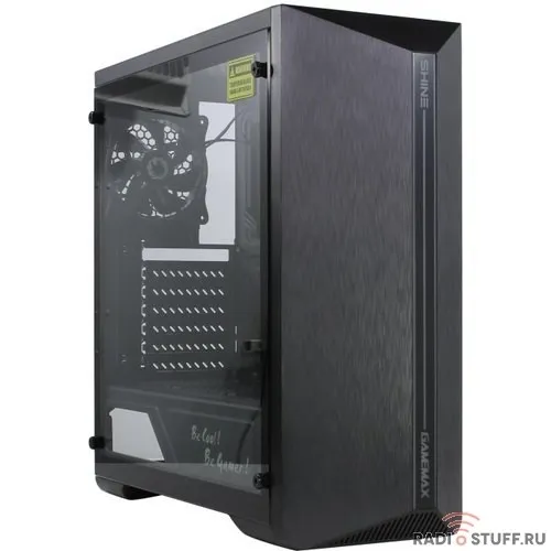 GameMax SHINE MFG.G517 Корпус (ATX, Черн., Зак. стек.,USB3.0, 1*120mm Rainbow вент+контрол..,без БП)