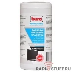 Салфетки для экранов мониторов/плазменных/ЖК телевизоров/ноутбуков BURO BU-All_screen туба 100 шт влажных [379608]