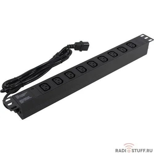 Exegate EX280858RUS Блок розеток ExeGate ServerPro PDU-19H909 Al-9C13-C14-2.5, 19",1U,алюм, 9C13, кабель с C14 2.5м