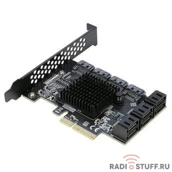ORIENT AJ1166S10, Контроллер PCI-Ex4 v3.0, SATA3.0 6Gb/s, 10-port int, ASM1166+JMB585 chipset, 