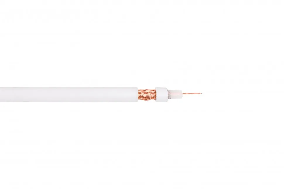 Кабель коаксиальный RG-59 B/U MIL17  экран 112%, белый, 200 м