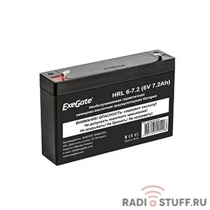 Exegate EX282952RUS Аккумуляторная батарея HRL 6-7.2 (6V 7.2Ah, клеммы F1)
