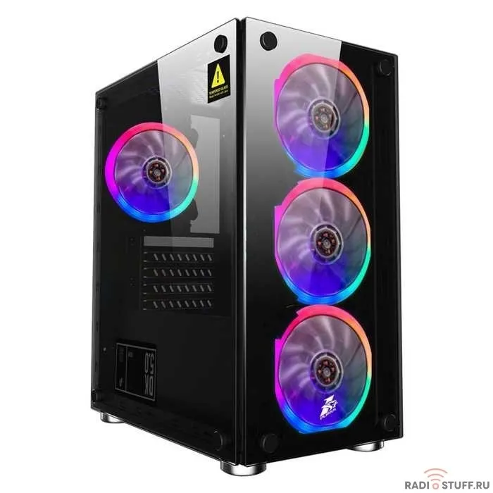 1STPLAYER X2-4R1 Корпус FIREBASE X2 / mATX, tempered glass side panels / 4x 120mm LED fans inc. / X2-4R1