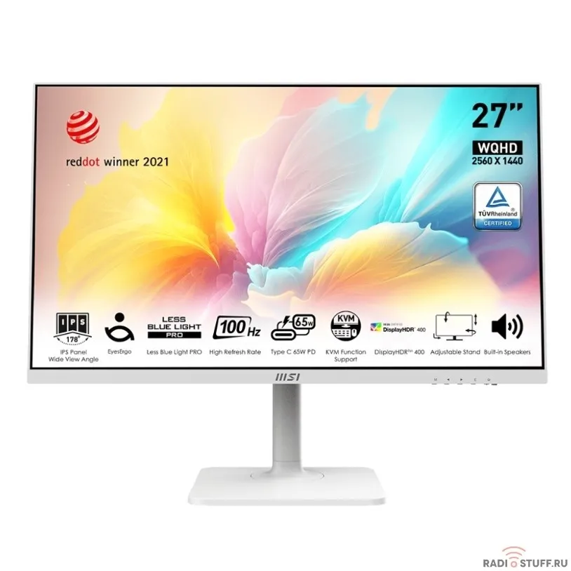 LCD MSI 27" Modern MD272QXPW белый {IPS 2560x1440 100Hz 16:9 300cd 178/178 HDMI DisplayPort USB  HAS Pivot}