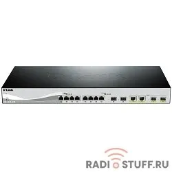 D-Link DXS-1210-12TC/A2A PROJ Настраиваемый коммутатор Smart уровня 2+ с 8 портами 10GBase-T, 2 портами 10GBase-X SFP+ и 2 комбо-портами 10GBase-T/10GBase-X SFP+