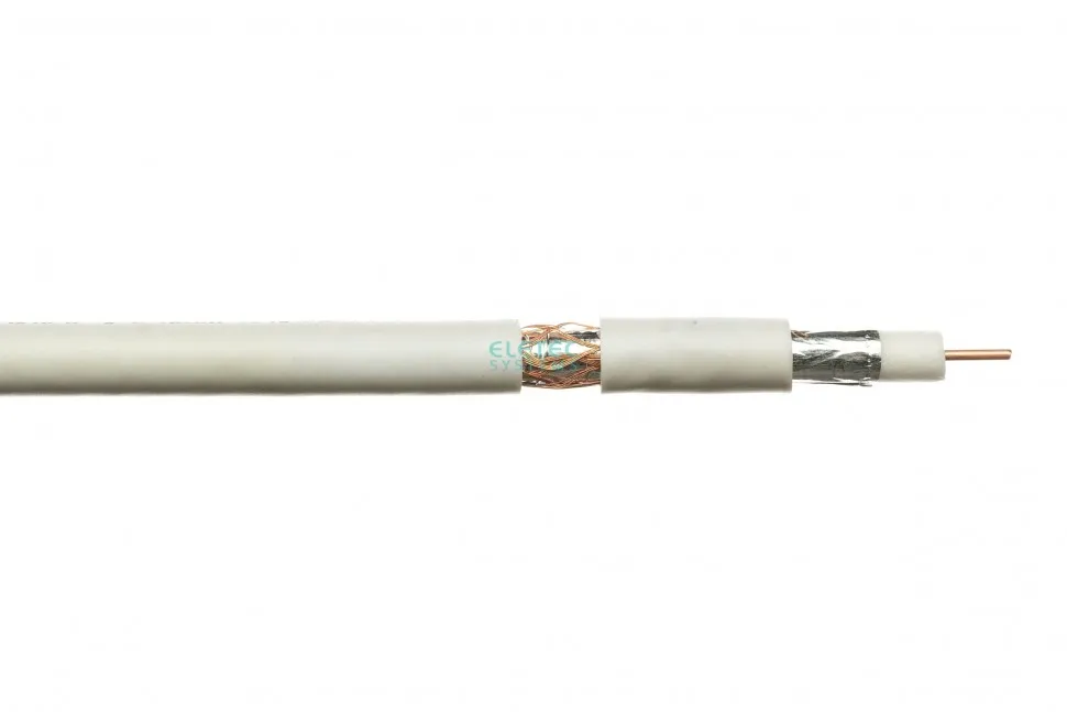 Кабель коаксиальный RG-6U 75 Ом, CU (112%), белый, 100 м