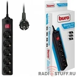 BURO Сетевой фильтр, 5 розеток, 10 метров, (500SH-10-B), черный (коробка) {992303}