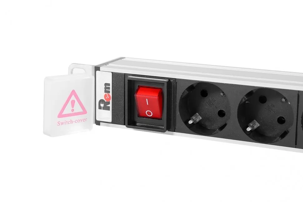 Вертикальный блок розеток Rem-16 с выкл., 10  Schuko, 10 C13, вход IEC 60320 C20 16A, алюм., 33-48U