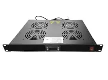 Полка вентиляторная 19&quot;, 1U/4  с термостатом, с кабелем, черная Netko