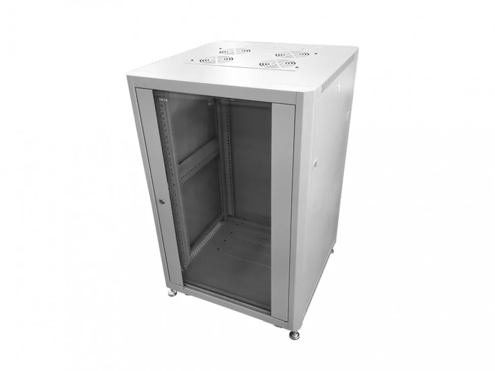 Шкаф напольный 19" Netko 32U серия Optima (600х600х1577), передняя дверь стекло, серый, разобранный (упакован в 2 коробки)