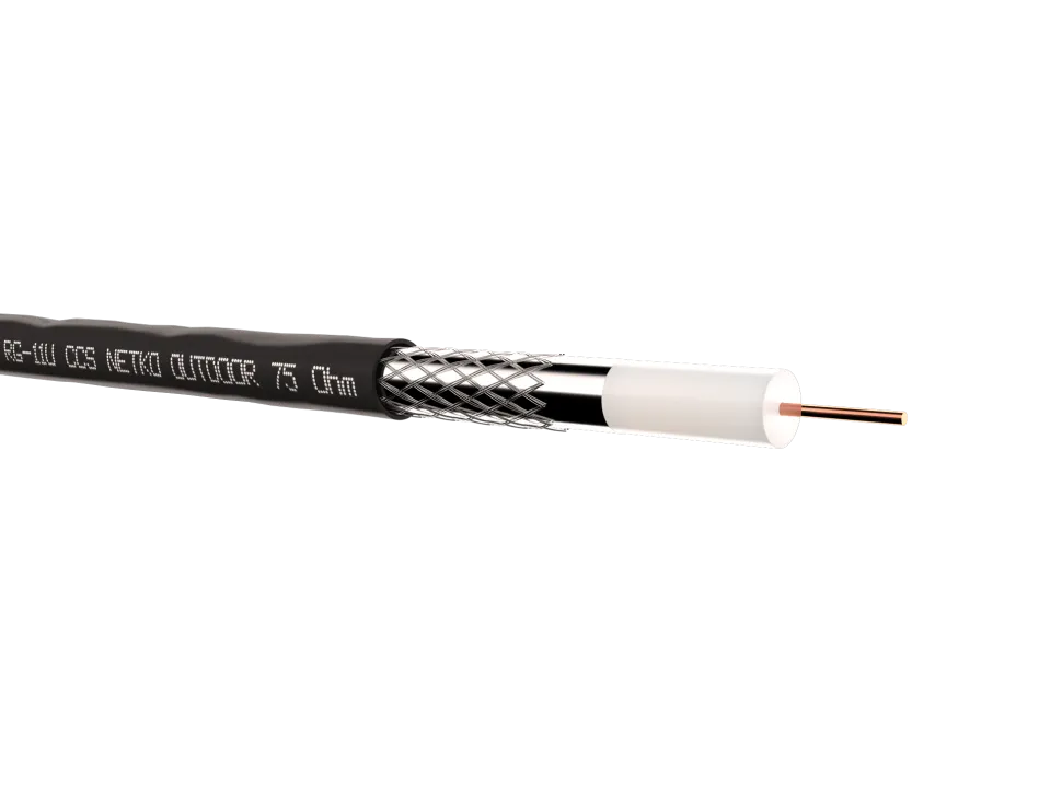 Кабель коаксиальный RG-11U, 75 Ом (CCS, оплетка 96 нитей AL), наружный, черный (305м) NETKO Optima