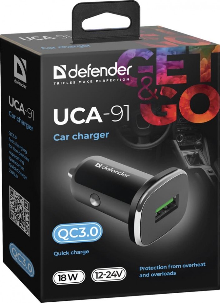 Зарядное устройство для авто 18W QC3.0 83830 DEFENDER