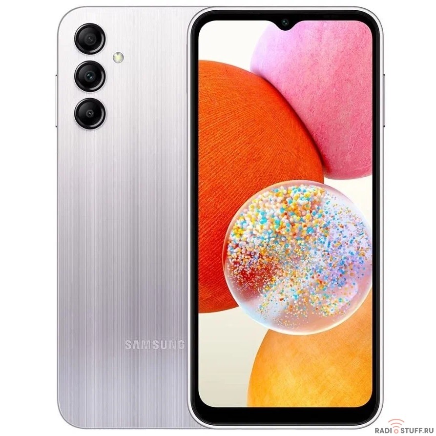 Смартфон Samsung SM-A145 Galaxy A14 128Gb 4Gb серебристый моноблок 3G 4G 2Sim 6.6" 1080x2408 Android 13 50Mpix 802.11 a/b/g/n/ac NFC GPS GSM900/1800 GSM1900 microSD max1024Gb