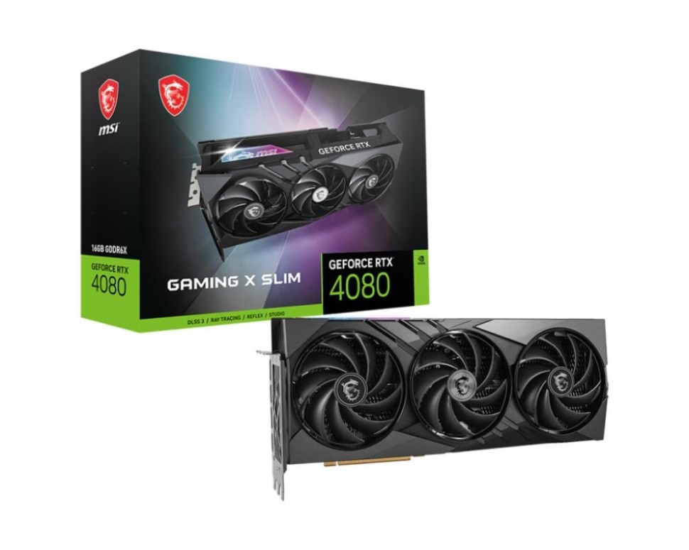 Видеокарта MSI 16 Гб GDDR6X 256 бит PCIE 4.0 16x GPU 2210 МГц Активный 2xВыход HDMI 2xВыход DisplayPort 408016GBGAMINGXSLIM