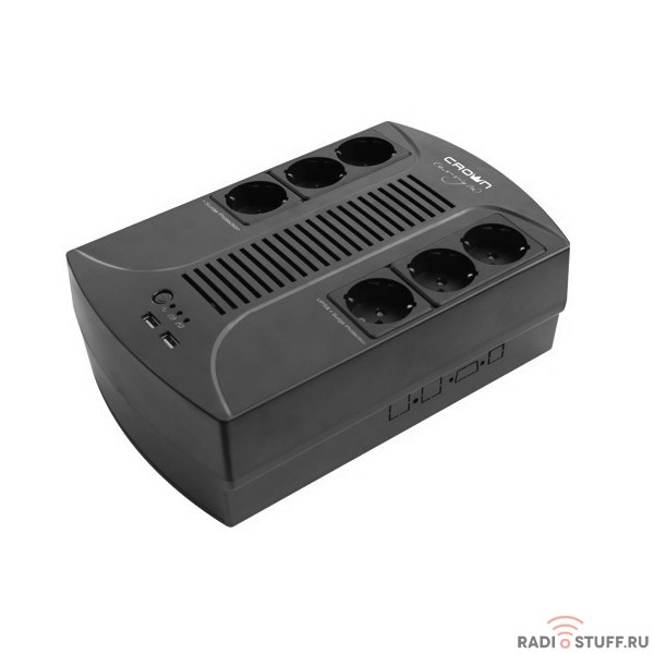 CROWN ИБП CMUS-285 EURO SMART {Line Interactive, 800VA\480W, розетки 6*EURO} [CM000001922]