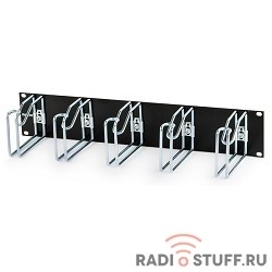 Кабельный органайзер 19" с металлическими кольцами, 120x80мм, 2U, черный, Hyperline 