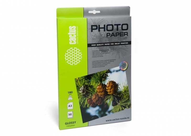 Бумага A3 PHOTO GLOSSY 50SH CS-GA318050 CACTUS
