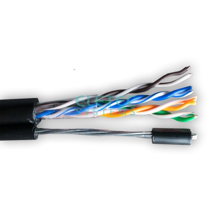 Кабель UTP 5E Eletec 4x2xAWG24, наружный с тросом (многопроволочный 7х0,4), 305 м, медь
