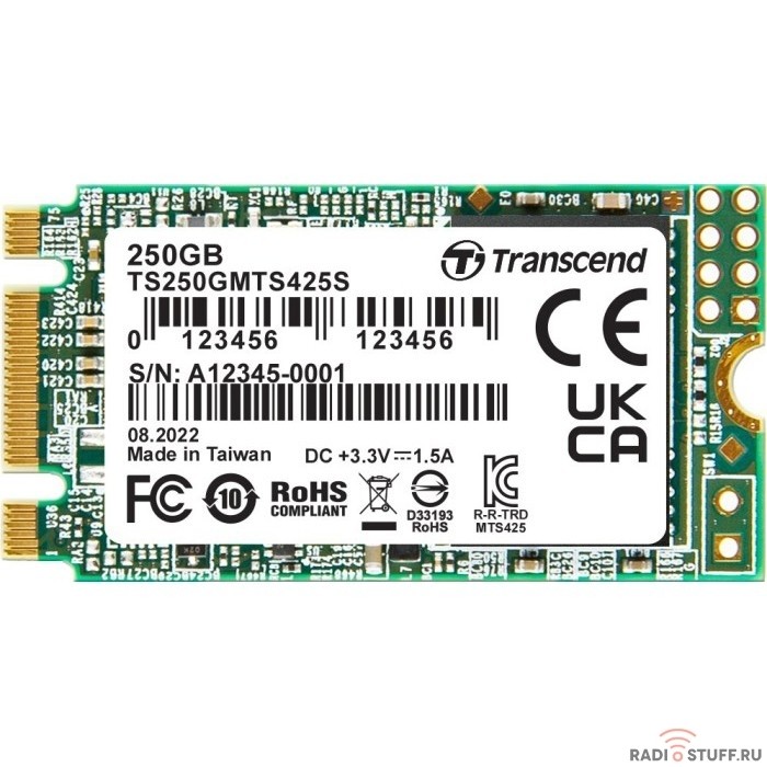 Transcend SSD 425S, 250GB, M.2(22x42mm), SATA3, 3D TLC TS250GMTS425S